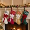 Hot Sale Christmas Stocking Gift Candy Bag Christmas Velvet Bow Fireplace Hanging Stocking Christmas Tree Ornaments