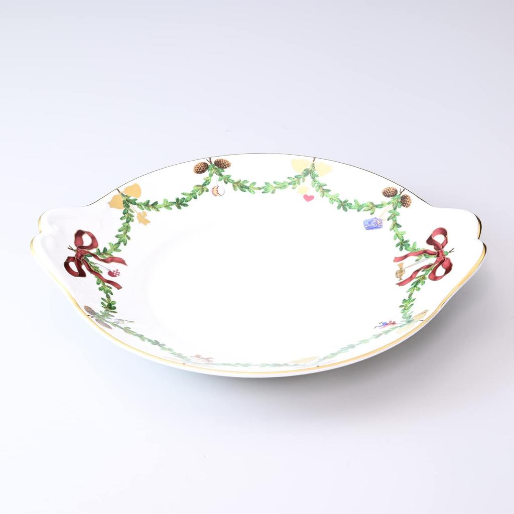 Royal Copenhagen Star Fluted Christmas Cake Dish, Deep Plate, 28cm x 25cm, 2503422 [Parallel Import]