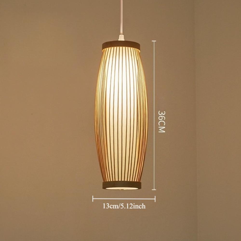 

Japanese Style Bamboo Chandelier 13x36CM Hand Woven Pendant Light Ceiling Light Fixtures for Home Cafe Bar Decorate Restaurant No Bulb