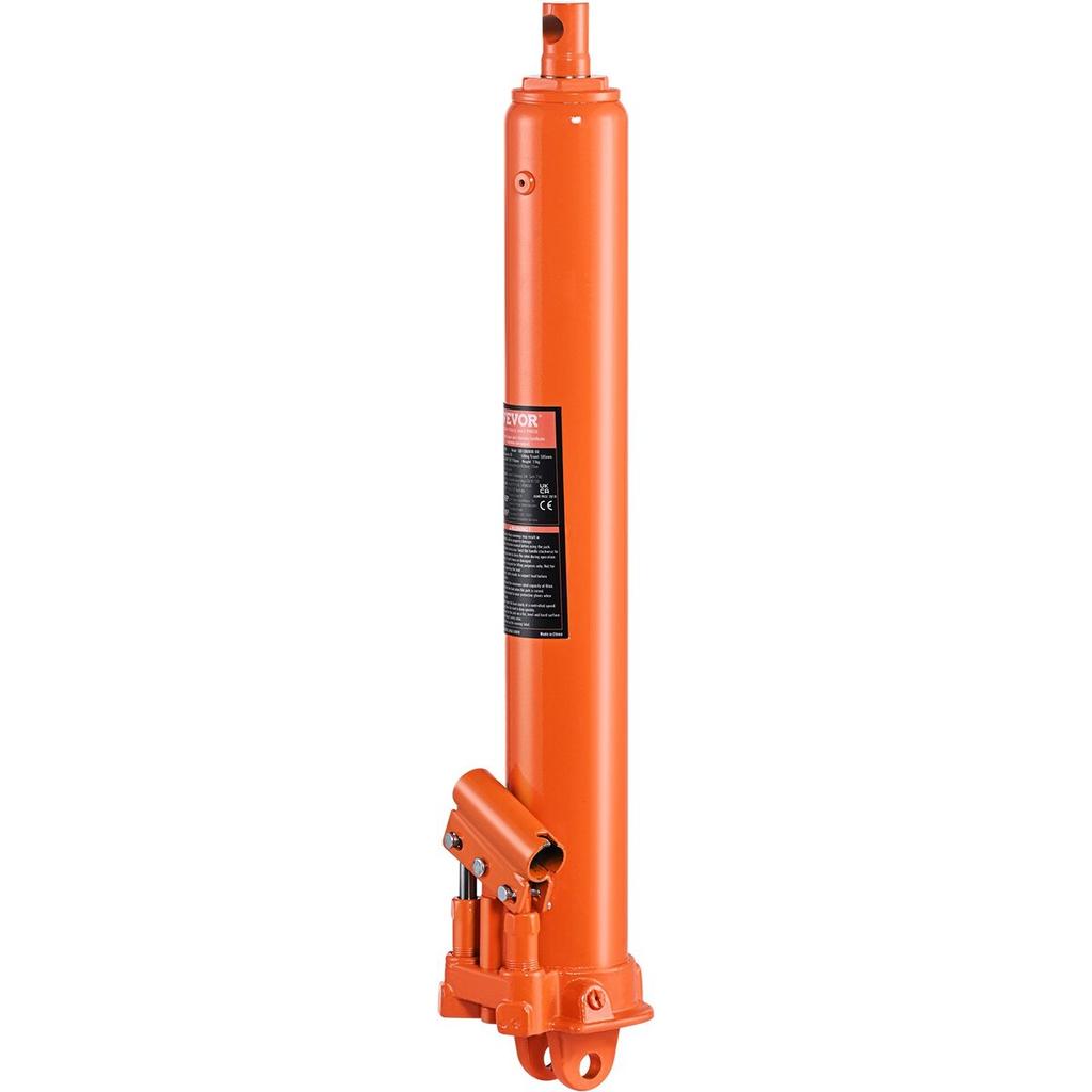 Hydraulic Long Ram Jack, 8 Ton Engine Hoist Cylinder with Double Piston Pump And Clevis Base, Hydraulic Ram Cylinder for Engine Lift Hoists, Hydraulic