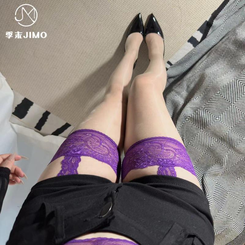 Erotic Underwear Season End] Aurora Purple Stockings Lace Stockings Sexy Oily Pure Desire Ultra-thin Suspenders Female A