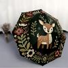 1pc Deer Floral Wreath Automatic Folding Umbrella - Windproof Compact Travel Umbrella with Auto Open/Close, 8-Rib Heavy-Duty Shaft for Women/Men A025