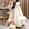 Faux Mink Velvet Coat Womens 2026 Winter New Korean Loose Casual Wool Outerwear Women Long Fur Collar Faux Fur Woolen Jacket