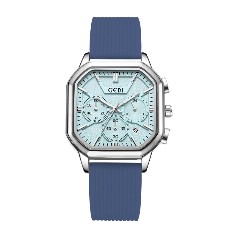 Three-Eye Six-Pin Business Women'S Watch Niche High-End Multi-Function Calendar Silicone Quartz Waterproof Watch