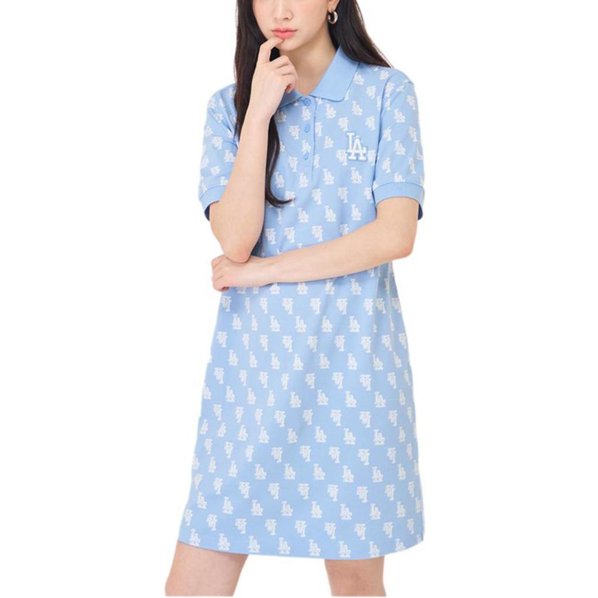 New MLB Los Angeles Dodgers SS24 Short Sleeved Dress Women's Sky Blue 3FOPM0143-07SBS