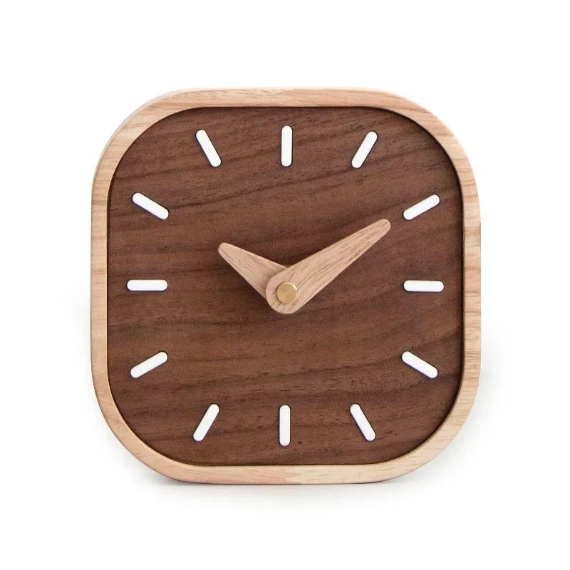 

Nordic Black Walnut Minimalist Desk Clock Wall Bedroom Living Room Decoration Solid Wood Quiet S Hanging Watch
