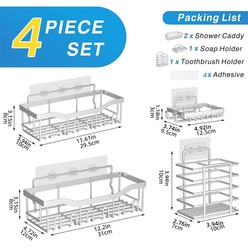 Wall-Mounted Wrought Iron Bathroom Storage Rack Set