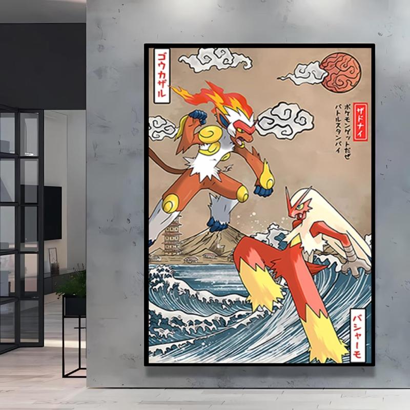 Poster and Painting  Mewtwo Charizard Christmas Gifts Home Room Picture Wall Art Classic Spray Printing Canvas Painting