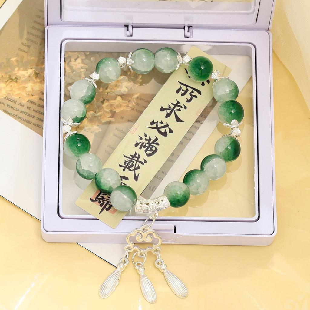 New Chinese style auspicious cloud tassel gradual change glazed bracelet women's summer niche fresh jewelry scenic spot live broadcast