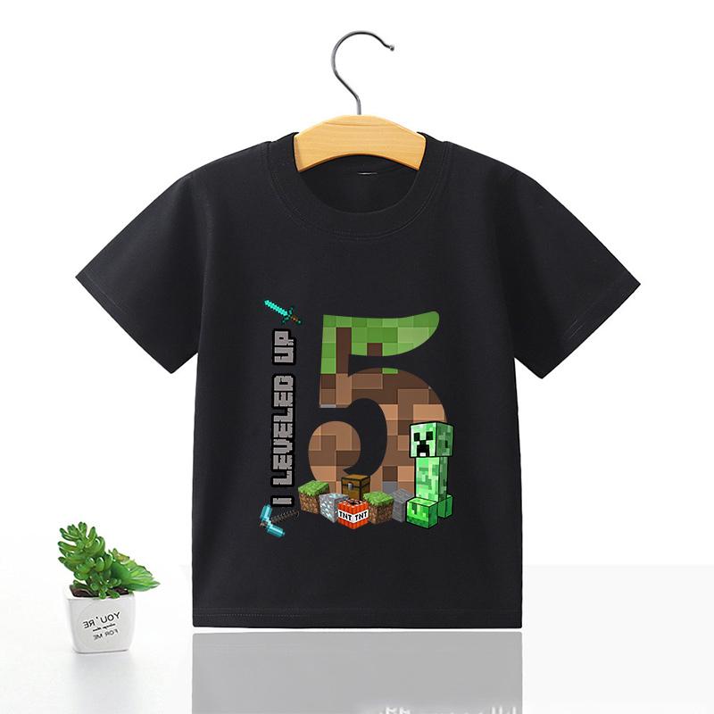 2026 Birthday 100% Cotton T-shirt Party Supplies Gift Cartoon Children's Clothing Boys' Top T-shirt Girls' Summer Short Sleeve