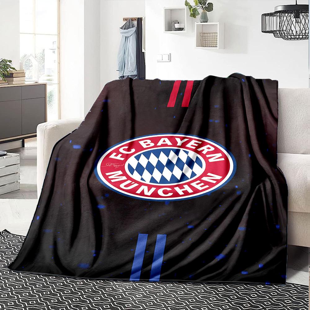 FC Bayern München Logo Decke Strapazierfähiger Komfort Perfekt für Bett Wohnzimmer Sofa Vier Jahreszeiten Universell Modern Bestes Weihnachtsgeschenk für Freunde Familie