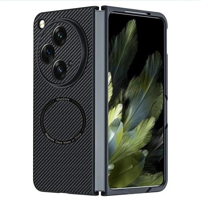 Luxusní kožené pouzdro z uhlíkových vláken pro Oppo Find N3 Kryt bezdrátového nabíjení pro Find N3 N2 Flip Protection pouzdra na telefon