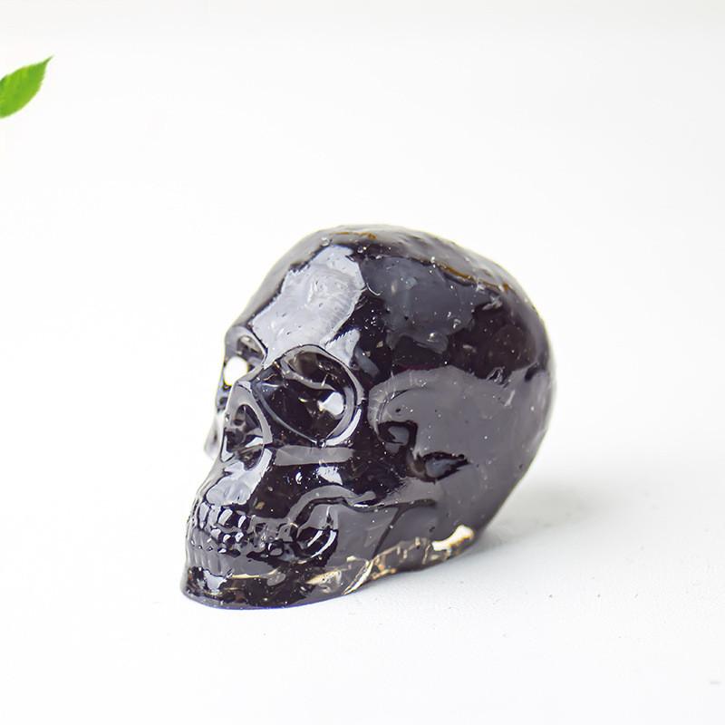 Crystal Resin Skull Decor With Natural Stones For Office And Home Tabletop Display