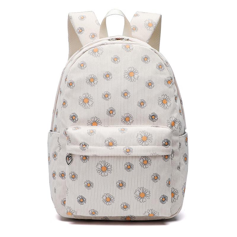 Li Shen Corduroy Floral Student Backpack