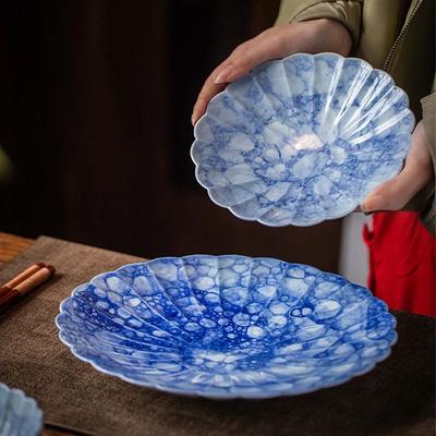 Kreative Retro Blaue Keramikteller Leichter Luxus Restaurant Pastateller Dessertteller Köstliche Gerichte Exquisites Haushaltsgeschirr