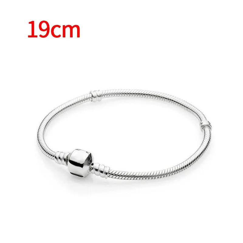 Original  17/18/19cm Copper-Plated Snake Chain Bracelet Secure Heart Clasp Beads Charms Bracelet For Women DIY Jewelry