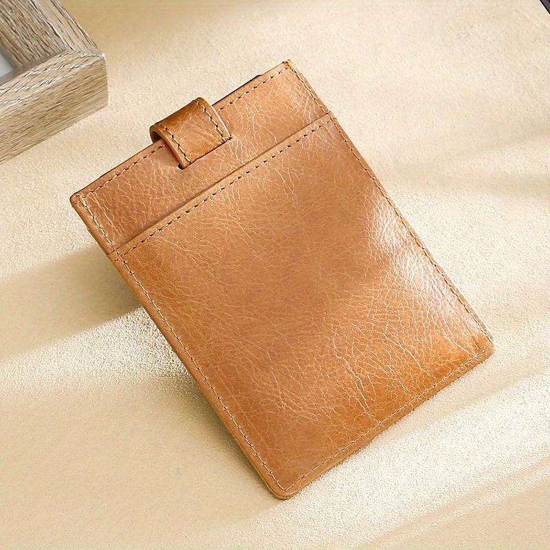 1PC Pull-out Buckle Card Cover Leather Card Holder Transparent Sandwich Men's and Women's Casual Oil Skin Bank Card Bag Gift