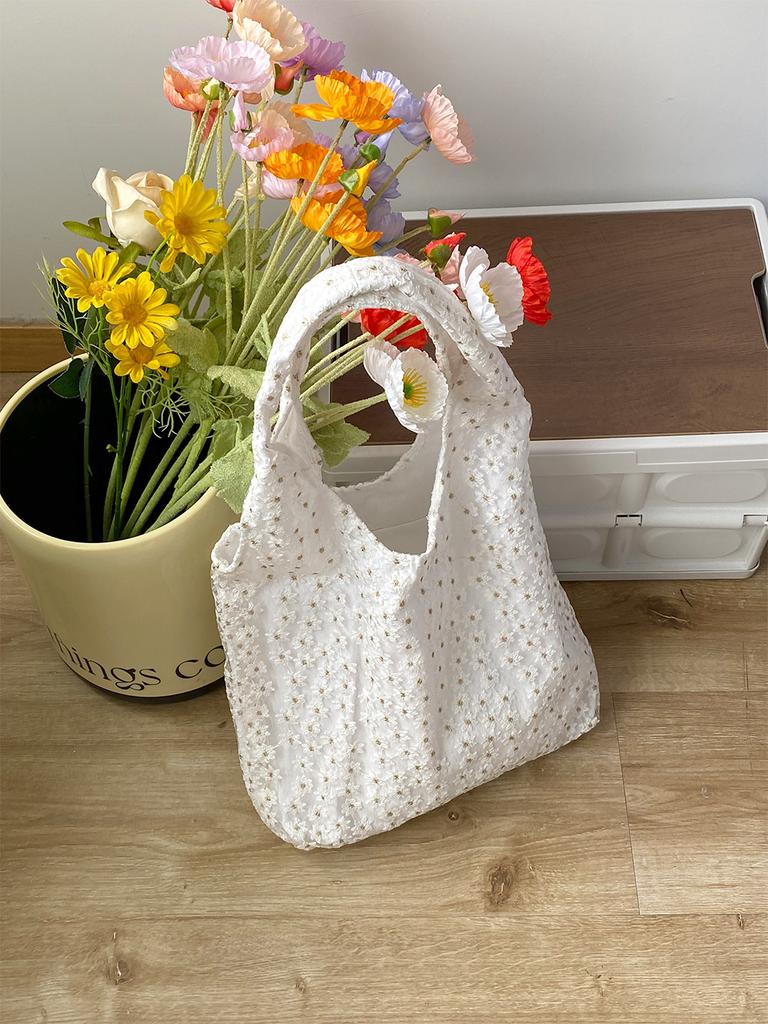 Summer Daisy Lace Girls Vest Bags Lightweight Portable Ladies Shoulder Bag Commuter College Style Student Female Book Tote