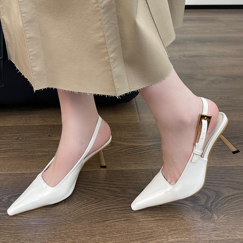 Fashion Leopard Pumps Footwear New Elegant Women Heeled Shoes Fashion Buckle Strap Female Pointed Toe Slingbacks Ladies High Heels Shoes