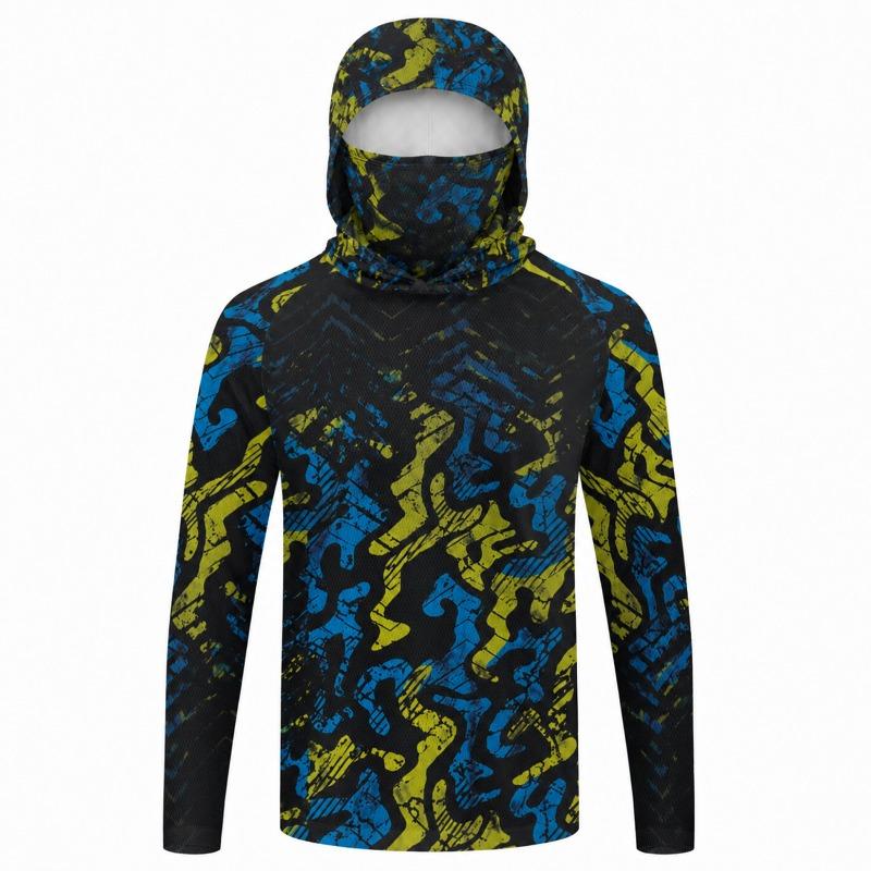 Men Hood Fishing Shirt Long Sleeve Fishing T Shirt Uv Protection Fishing Apparel