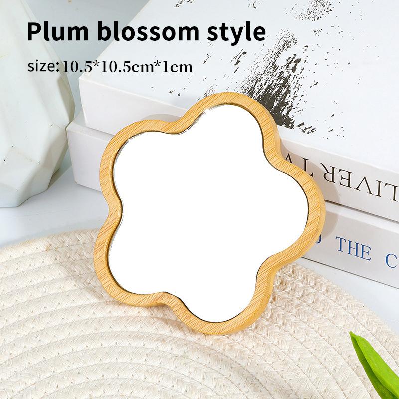 Dřevěné Ruční Zrcátko Vintage Přenosné Více Tvarů Kosmetické Zrcátko Kompaktní Make-up Toaletní Zrcátko Ruční Zrcátko Dámské Cestovní Zrcátka