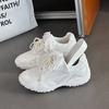 2025 Autumn Lace Pearl Model Inner Height Increase Soft Sole White Shoes Sports Breathable Casual Women's Shoes Non-slip and Wear-resistant
