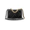Chanel 19 Bag Woc 23p Diamond Pattern Knob Version Sheepskin Material Chain Bag Single Shoulder Messenger Bag Women'S Style Black