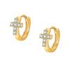 Elegant Minimalist Ins-style Personalized Diamond-encrusted Cross Tungsten Natural Style Hoop Earrings