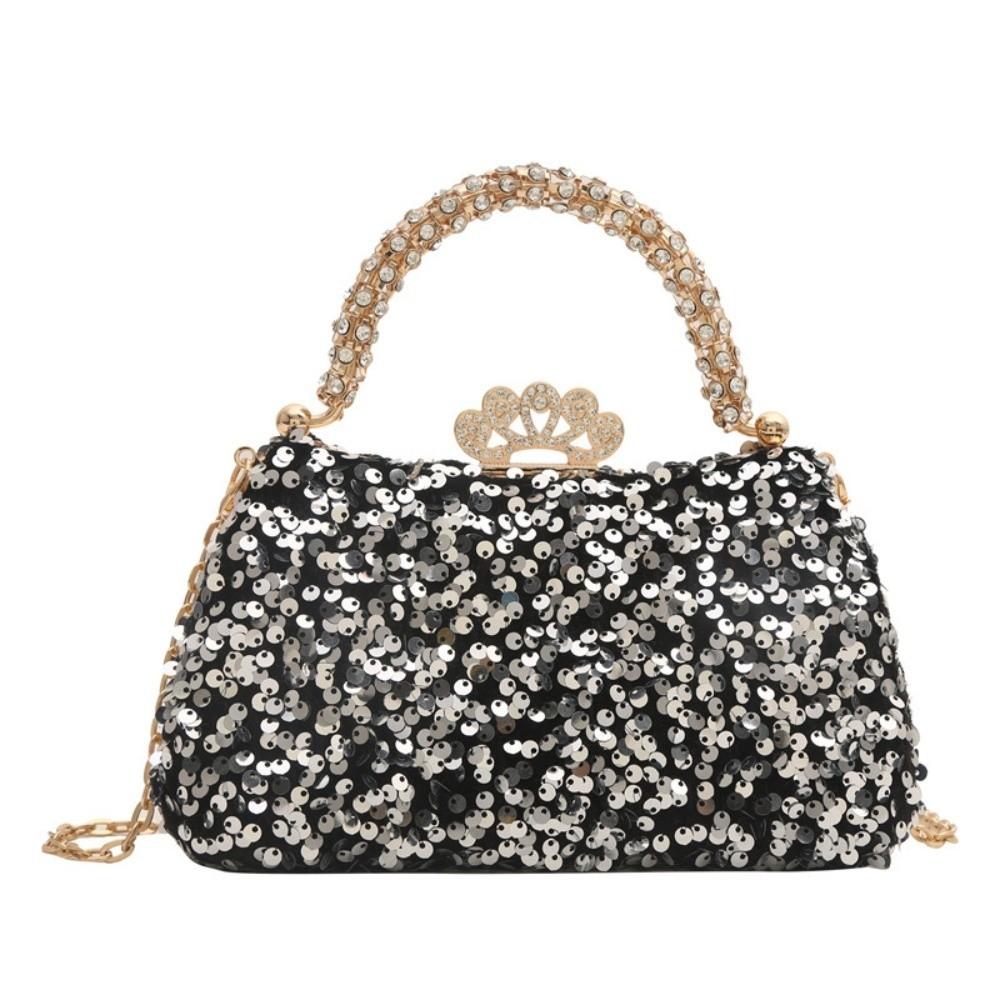 

Fashion Shiny Sequin Sequin Handbag Gold Sequin Lock Buckle Party Handbag Nylon Lining Clutch Bag Party