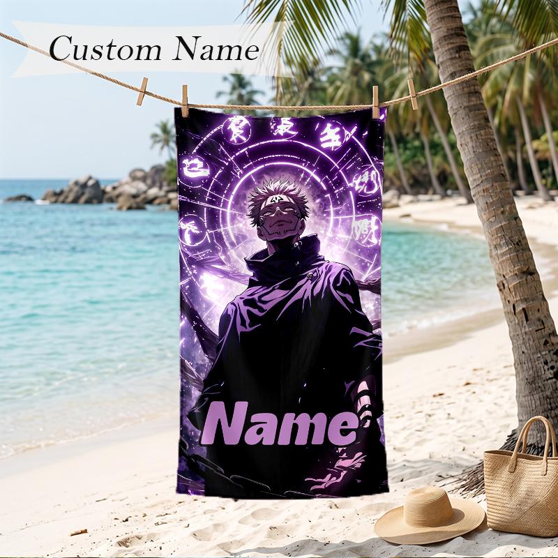 SUKUNA Custom Name Printed Beach Towel Personalized Soft Towel For Swimming Beach Travel