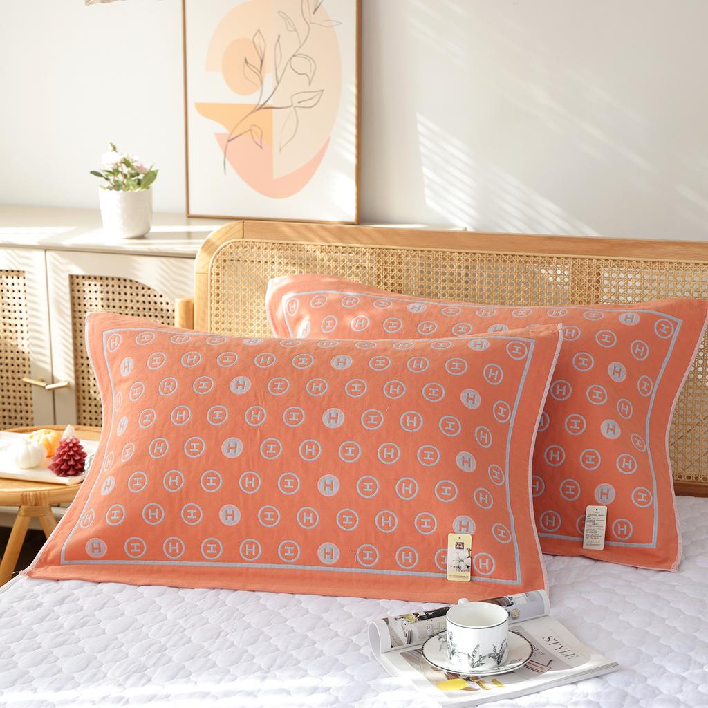 A Pair of Pure Cotton Gauze Pillow Towels, New High-density Soft Adult Cover Towels, Cotton Non-slip and Breathable Household