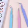 Tape Sticker Tool Picking Tool Stainless Steel Tweezers Nipper Macaron Color Nail Tweezers