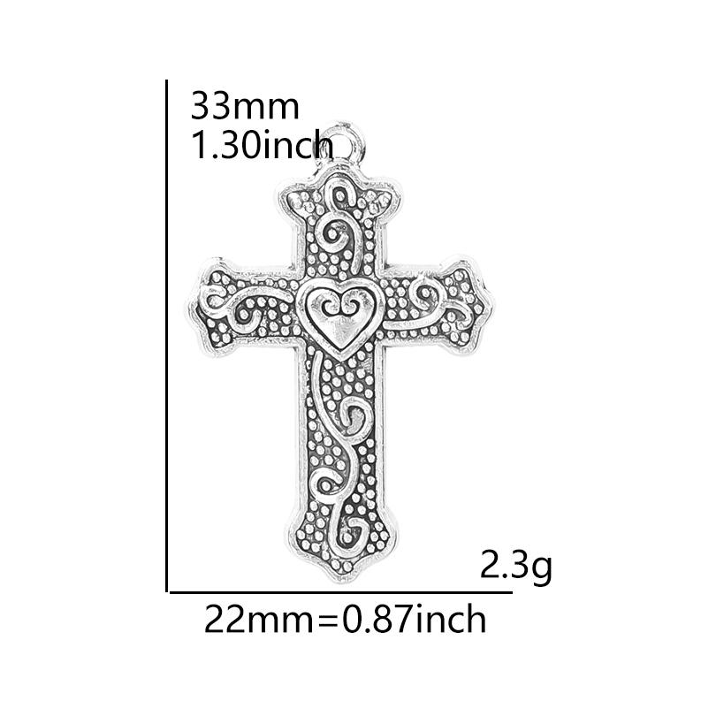 6pcs Religious Metal Retro Silver Color Cross Pendant Charms For Jewelry Making Bulk Christ Jesus Pendants DIY Necklace Earrings