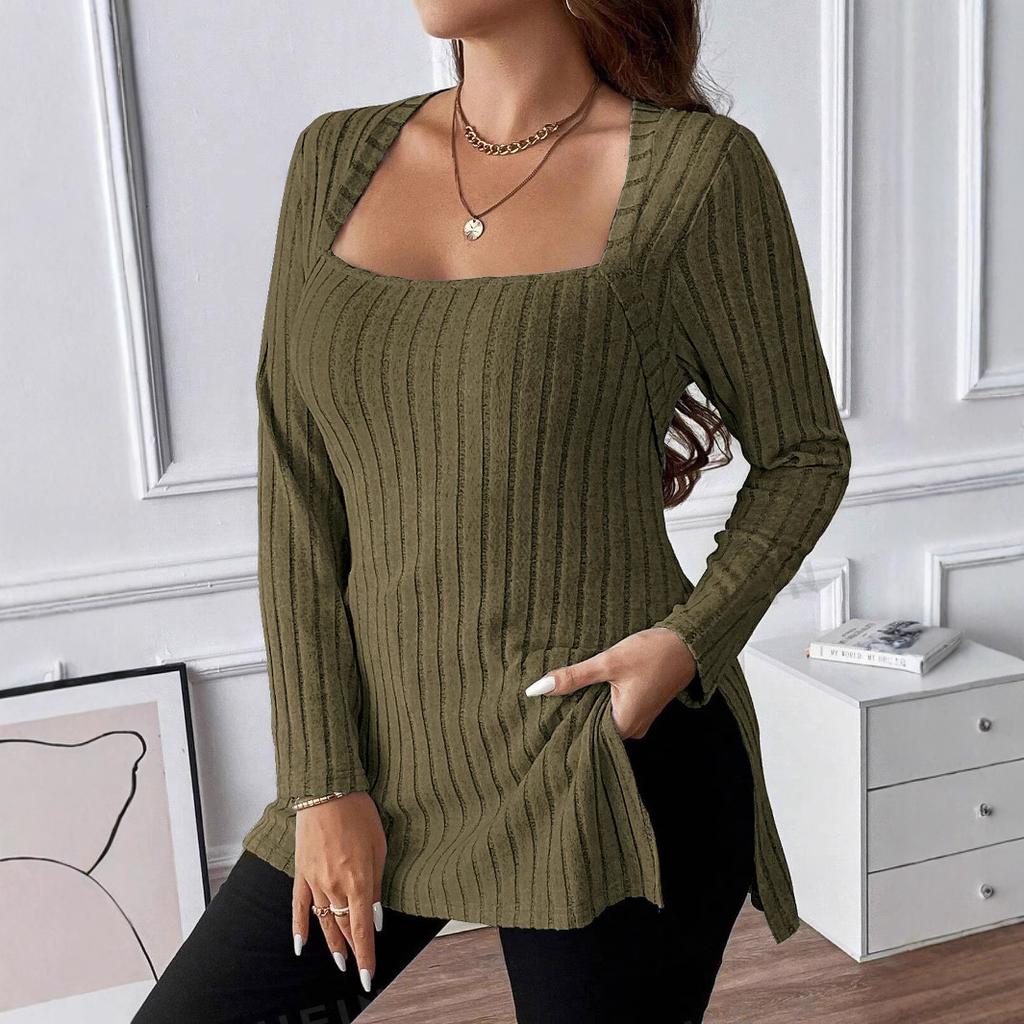 JPNTKY Women's Fashion Casual Solid Color Print Long Sleeve Blouses & Shirts