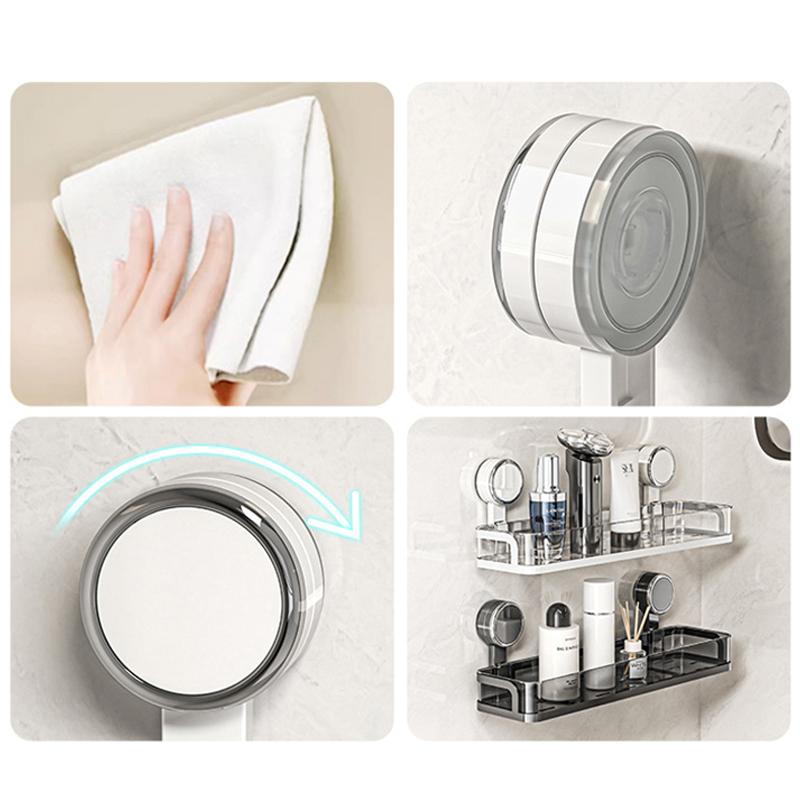 Rotating Suction Cup Storage Rack Wall Mounted Storage Shelf for Kitchen Bathroom Shampoo Shower Gel Holder Household Organizers