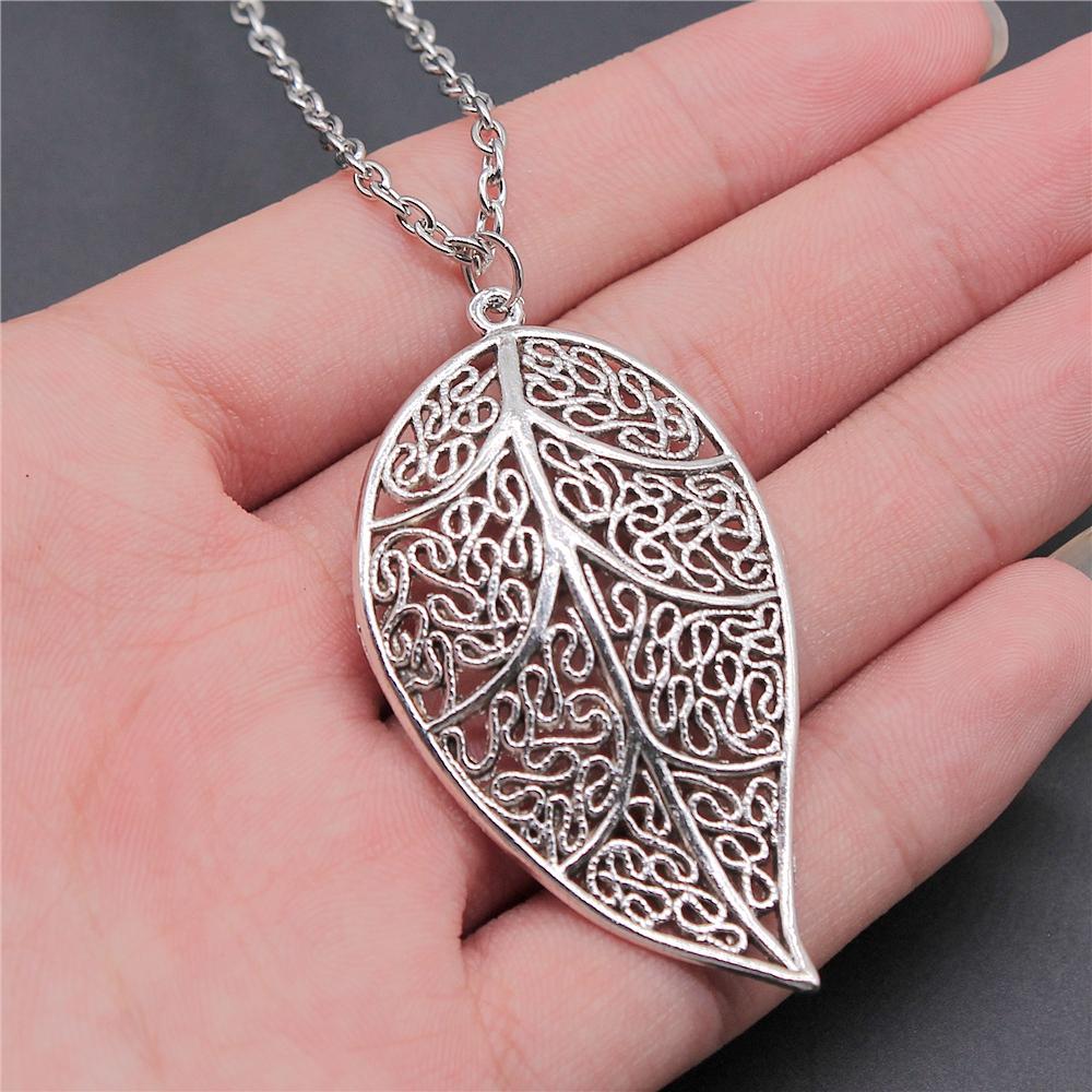 Antique Silver Color Antique Bronze Color Leaf & Branch Pendant Necklace Tree Leaves Necklace For Women Metal Long Chain