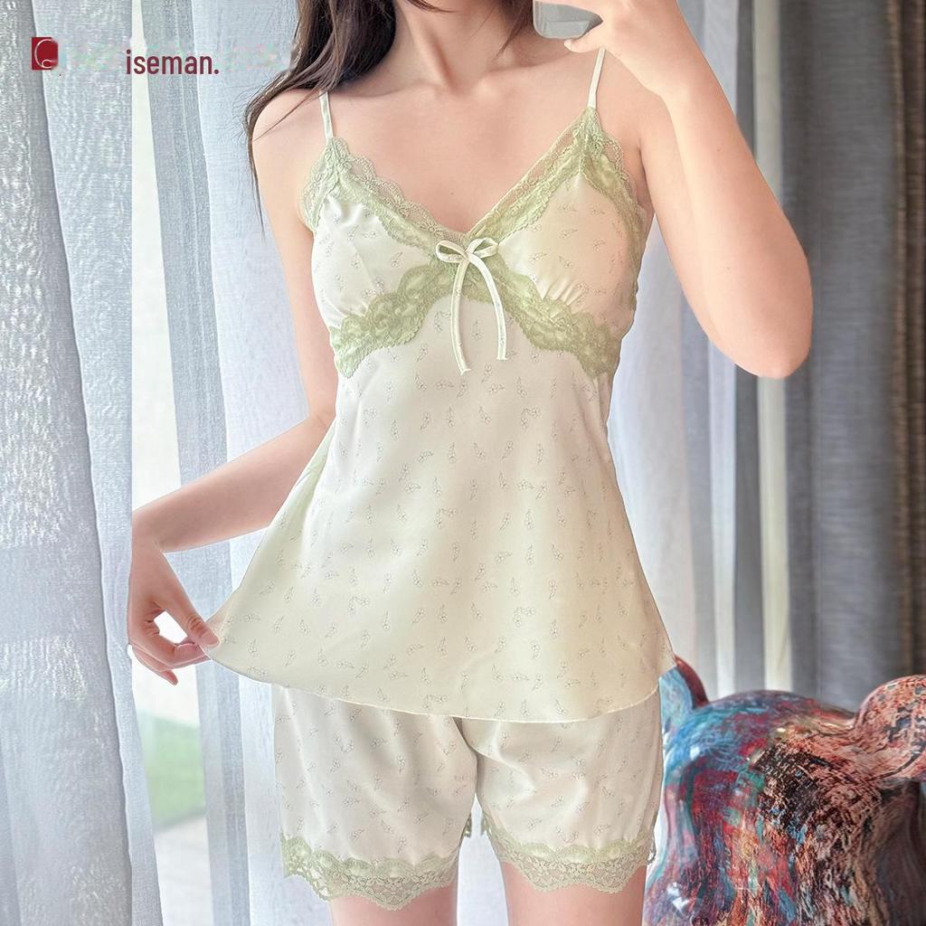 2024 Pure Desire Lace Suspender Nightdress with Chest Pads - Women's Floral Ice Silk Summer Dress for Pajamas or Outerwear