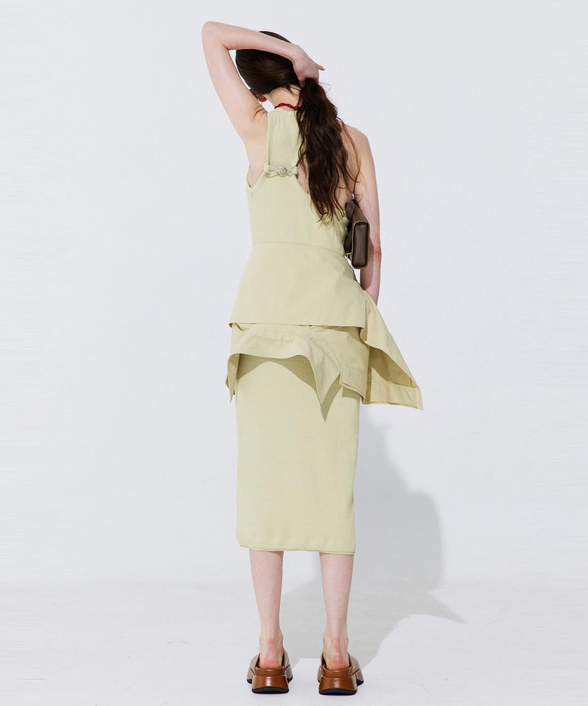 WNDERKAMMER Back Cut-Out Sleeveless Dress_Light Green