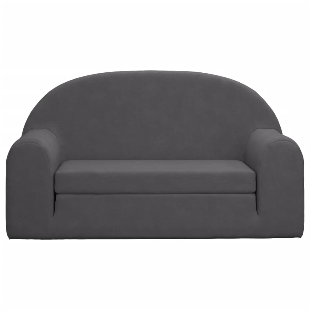 Vidaxl 2-Os. Sofa Dla Dzieci, Rozkładana, Antracytowa, Miękki Plusz