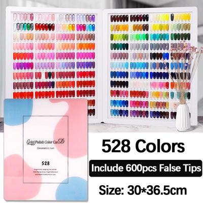 400/528/120 cores livro de exibição de unhas capa de couro acrílico gel polonês display gráfico cartão de cor com dicas falsas mostrando prateleira