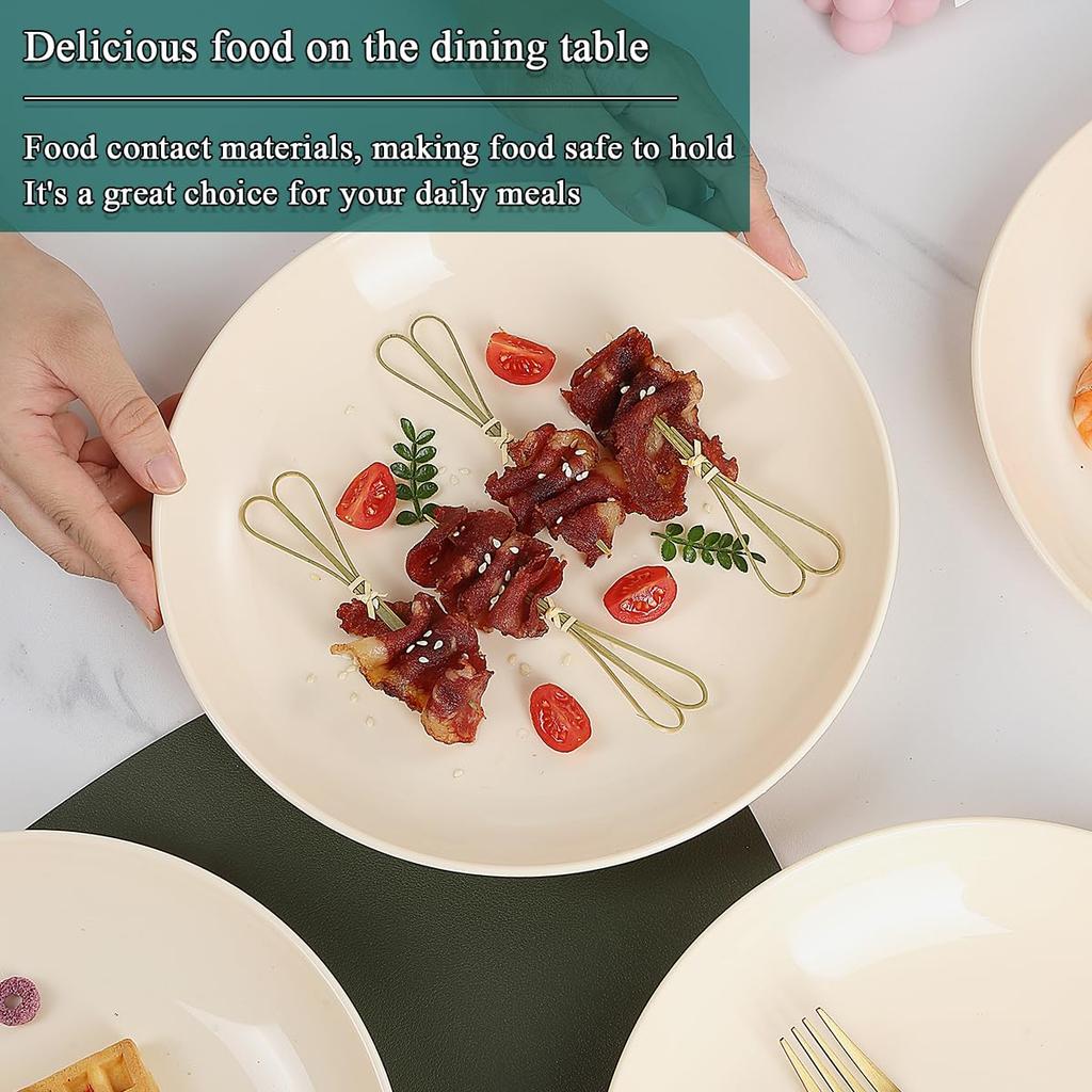 Evanda 8-Piece Plate Set, 24cm, Cheese White, Unbreakable Dishware, Made from Food-Grade Polypropylene, Heat and Cold Resistant, Microwave and