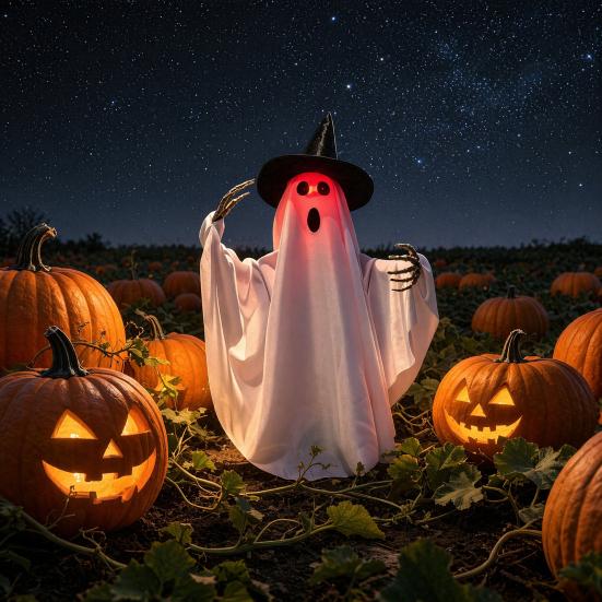 Scary Animated Halloween Ghost Decoration, Lighted Voice Control Skeleton Ghost for Haunted House, Halloween Party, Spooky Outdoor Decor