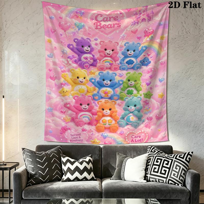Care Bears Wall Tapestry Aesthetic Wall Hanging Printed Fabric Blanket Decorative Tapestries for Bedroom Living Room Home Decor