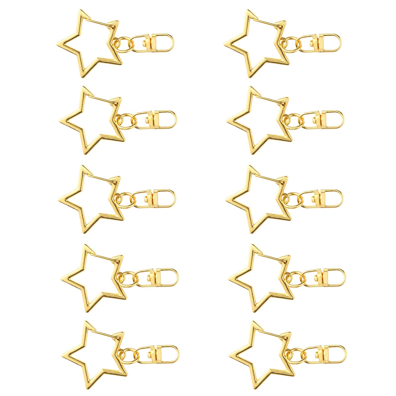 

Набір з 10 стильних брелоків-зірок у формі вісімки, портативний гачок для ключів, сплавна текстура, ідеально підходить для щоденного використання золотий