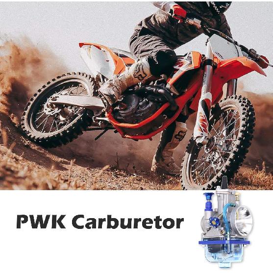 PWK 21Mm Carburetor, Universal Mortorcycle Racing With Blue Float Bowl Horn Cup Intake Manifold Fit For 2T 4T Engine Scooter Motorcycle ATV Quad Pit