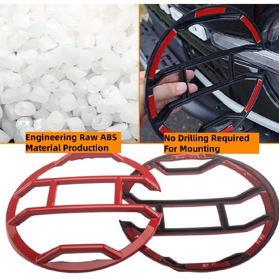 Red Headlight Cover for 2021-2024 Ford Bronco, Headlight Protector Guard with Anti-Scratch Trim - Pair, Durable Front Grille Off-Road Protective