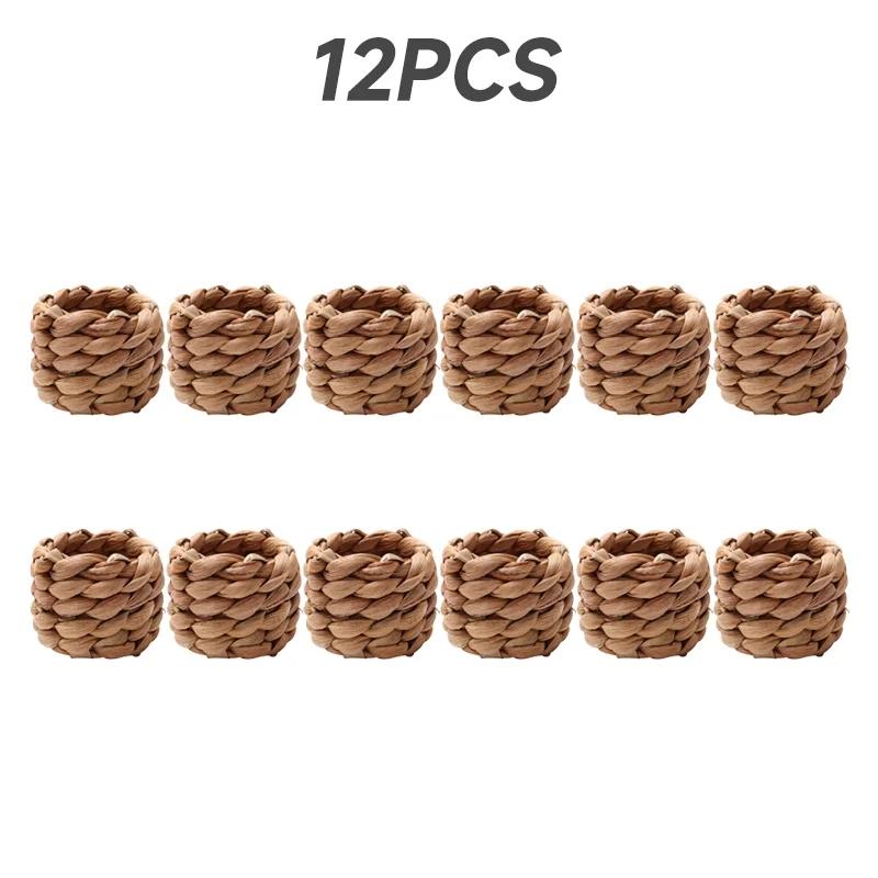 1-48Pcs Hand Woven Napkin Rings Watercress Grass Napkin Rings Straw Napkin Clasps Napkin Rings Tableware Decorations