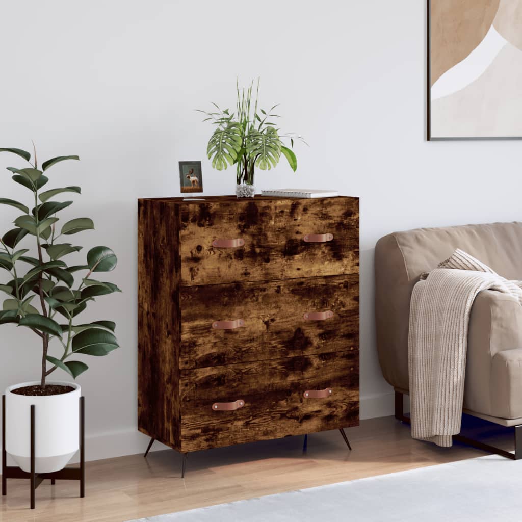 Smoked Oak Chest of Drawers 69.5 x 34 x 90 cm Engineered Wood