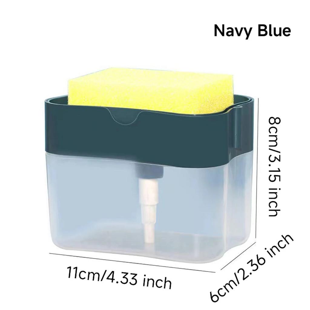 Press Soap Dispenser Box Scrubbing Liquid Container Kitchen Bathroom Automatic Detergent Foam Delivery Box with Sponge Holder
