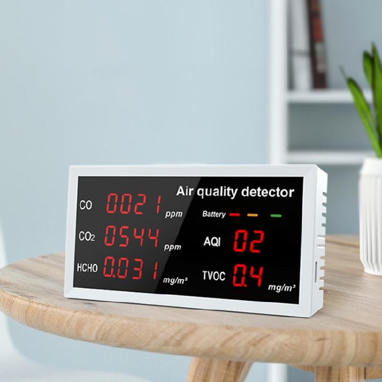 Formaldehyde Air Quality Monitor HCHO/TVOC/AQI/CO/CO2 5-in-1 Air Gas Detector
